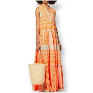 PINK & ORANGE MAXI DRESS SZ.S EUC.  GORGEOUS DRESS IN EXCELLENT USED CONDITION.